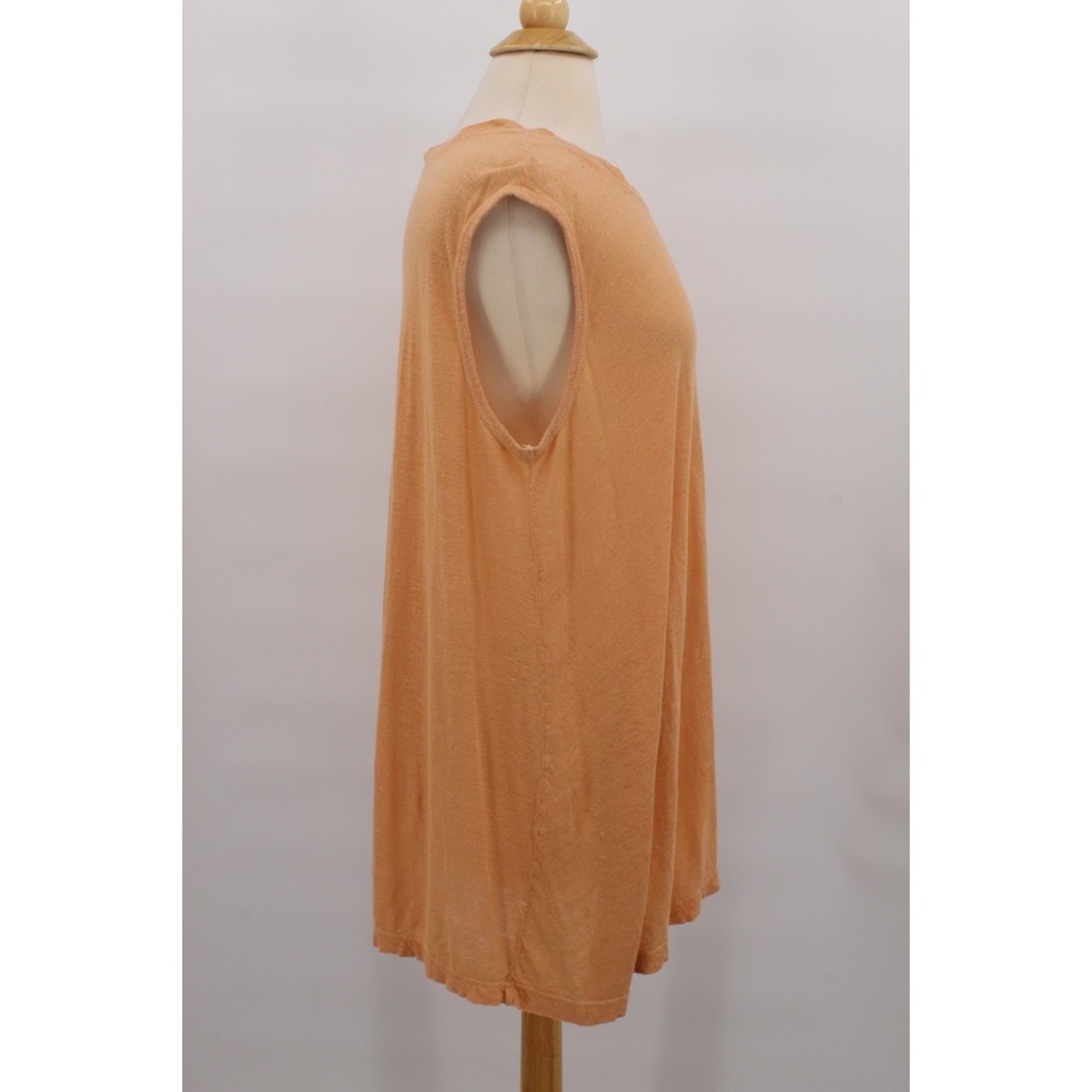 WILT Sleeveless Top size Small Linen Peach Orange Knit Swing Pocket - Picture 4 of 10